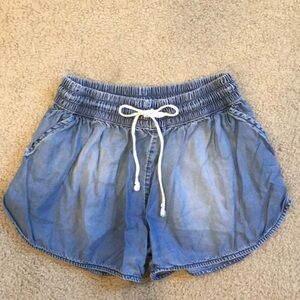 Flowy soft denim look shorts elastic waist